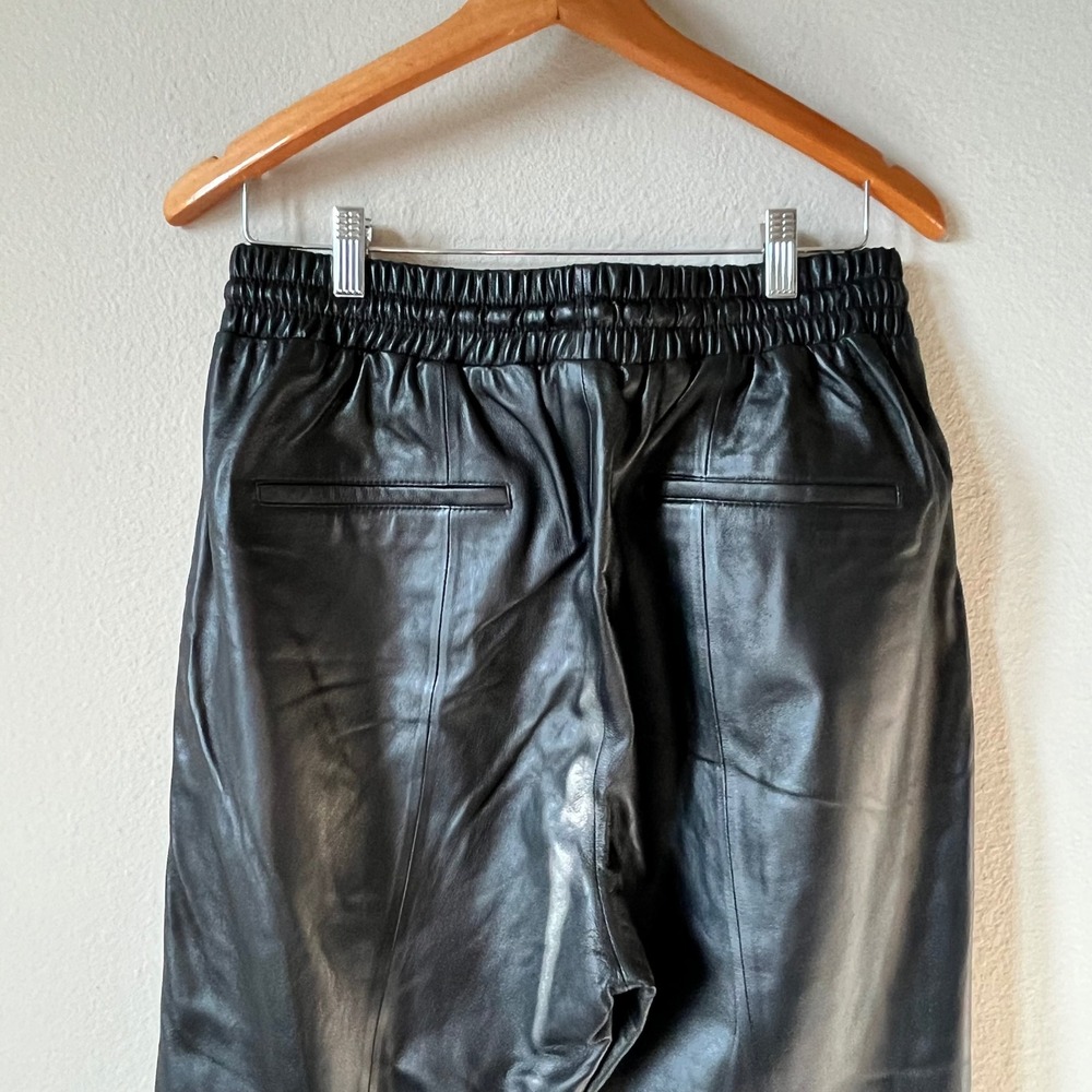 Antonio Melani Genuine Leather Jogger Pants Black Drawstring Waist Womens 12 - Picture 6 of 8